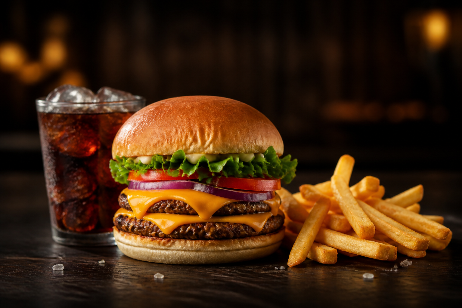 Combo Especial: hambúrguer, fritas e bebida